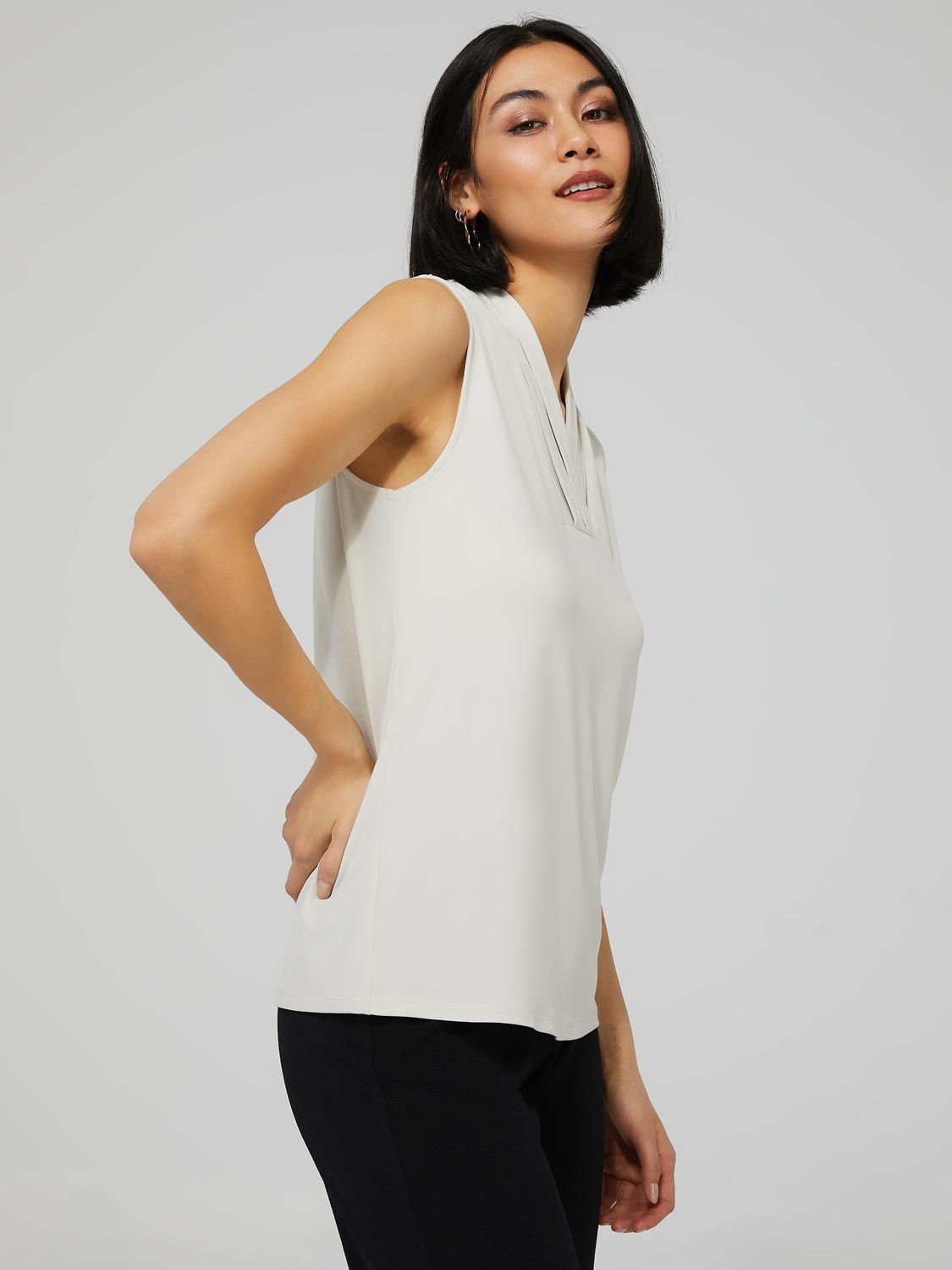 Sleeveless Top With Pleated Shawl Collar sold by Suzy Shier product image thumbnail 4