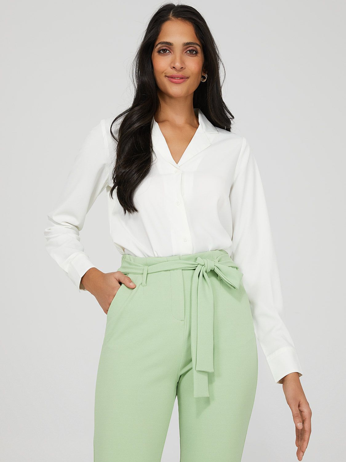 Crepe Chiffon Button-Down Blouse sold by Suzy Shier product image thumbnail 3