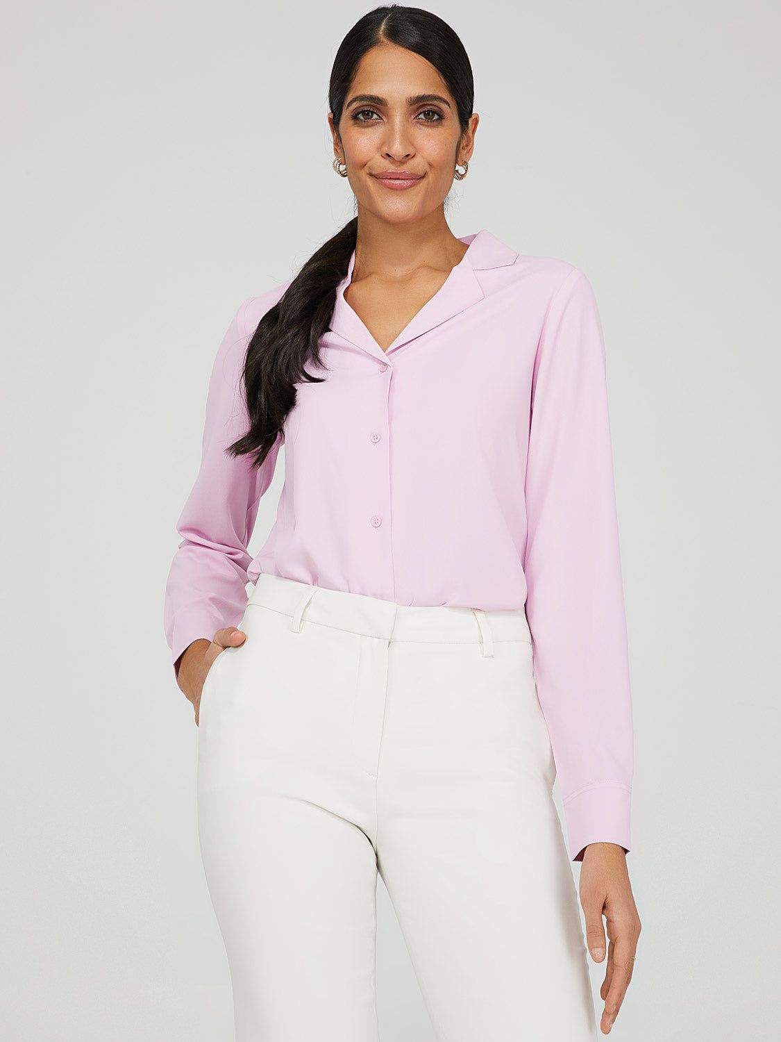 Crepe Chiffon Button-Down Blouse sold by Suzy Shier product image thumbnail 2