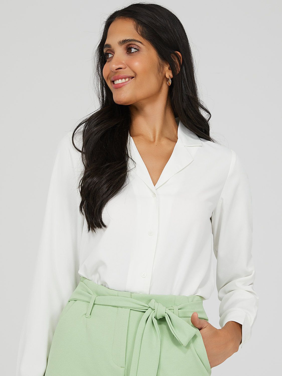 Crepe Chiffon Button-Down Blouse sold by Suzy Shier product image thumbnail 4