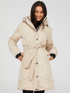 Mid-Length Belted Quilted Puffer sold by Suzy Shier