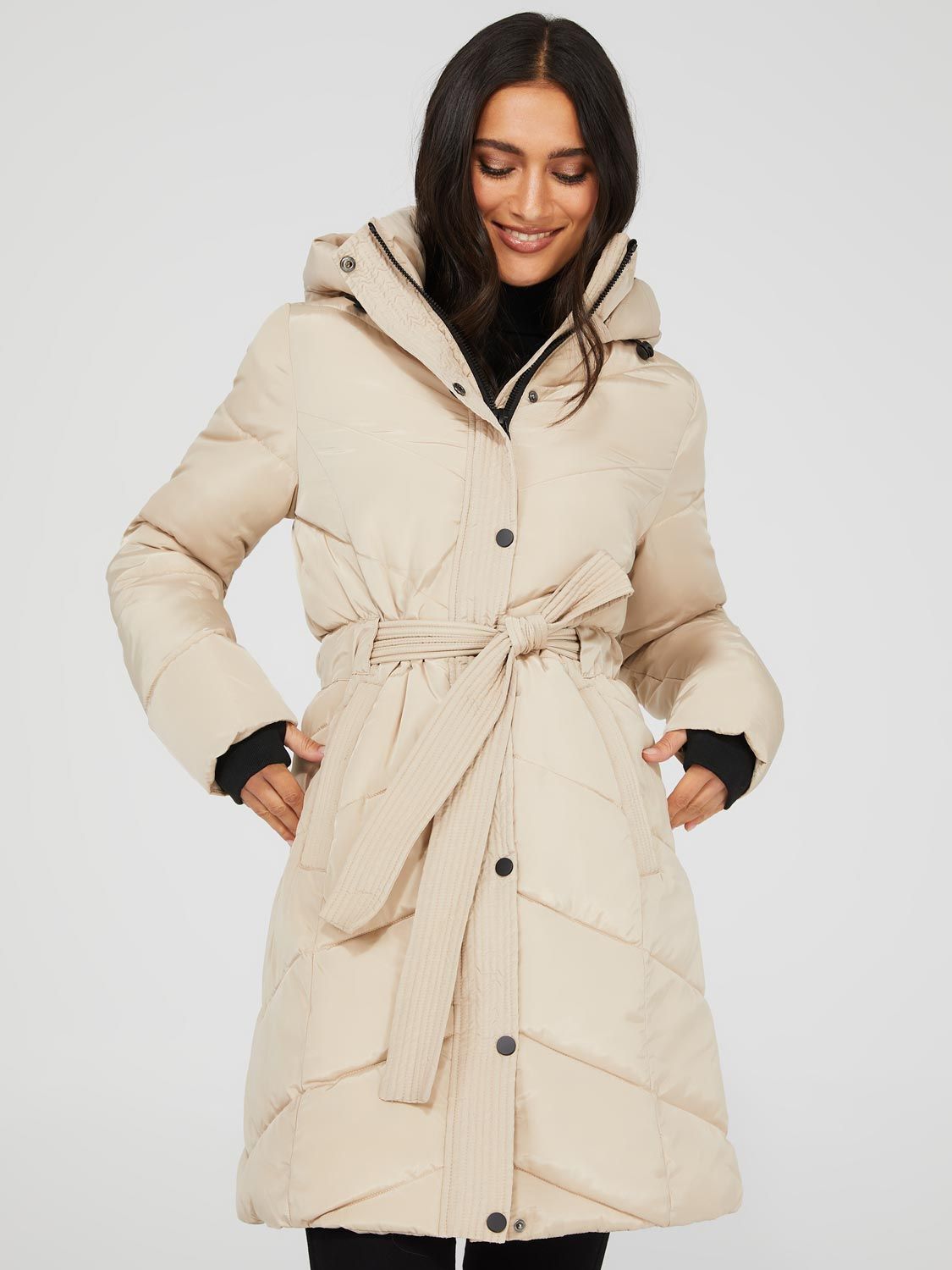 Mid-Length Belted Quilted Puffer sold by Suzy Shier product image thumbnail 3