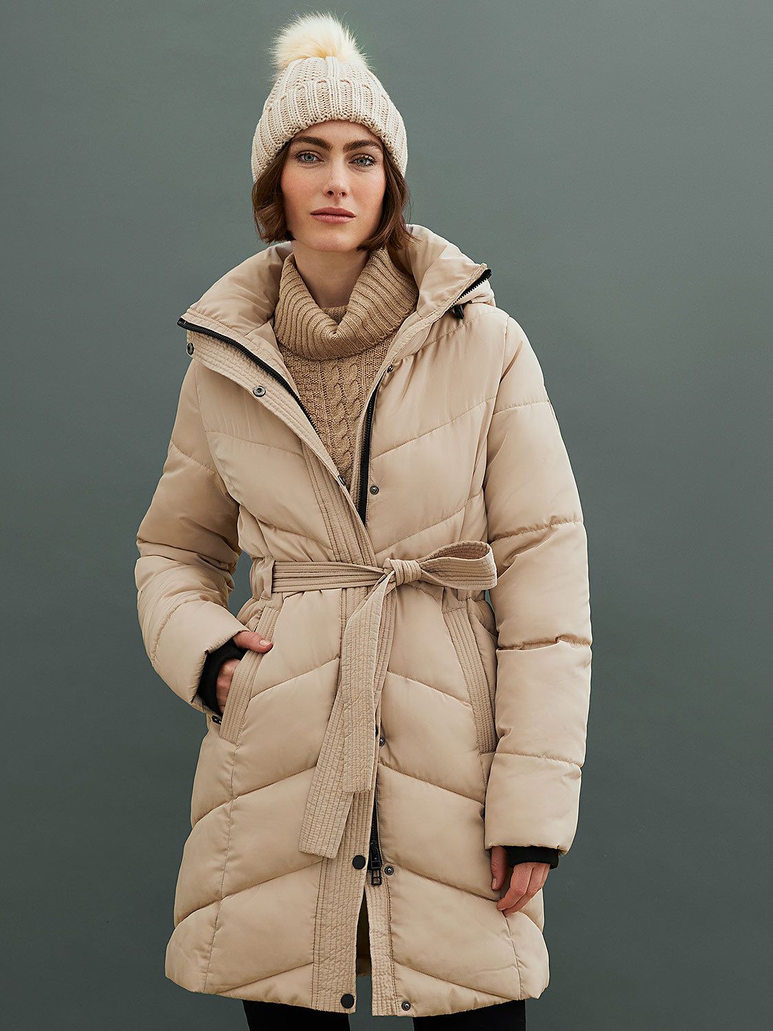 Mid-Length Belted Quilted Puffer sold by Suzy Shier product image thumbnail 2