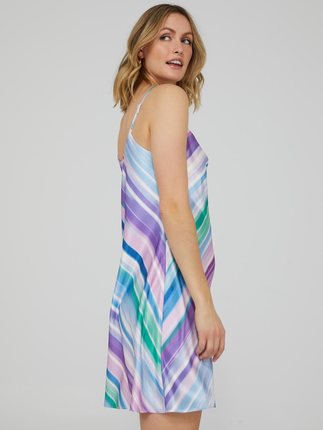 Printed Satin Cowl Neck Mini Dress sold by Suzy Shier product image thumbnail 4