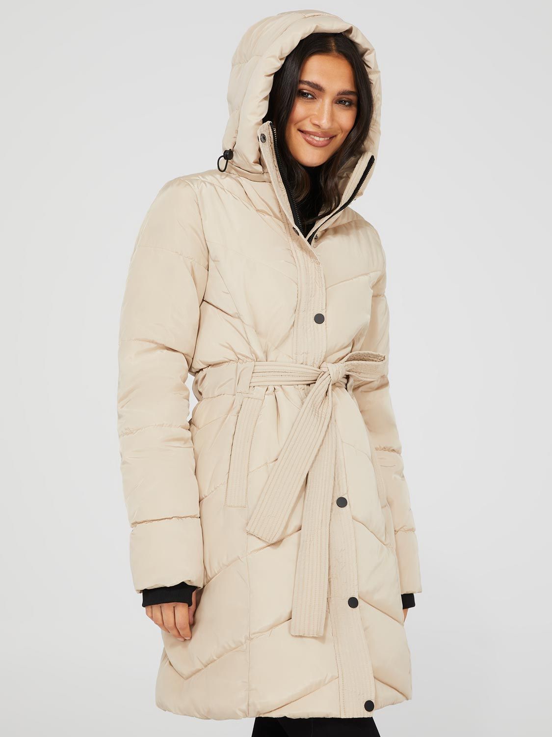 Mid-Length Belted Quilted Puffer sold by Suzy Shier product image thumbnail 4