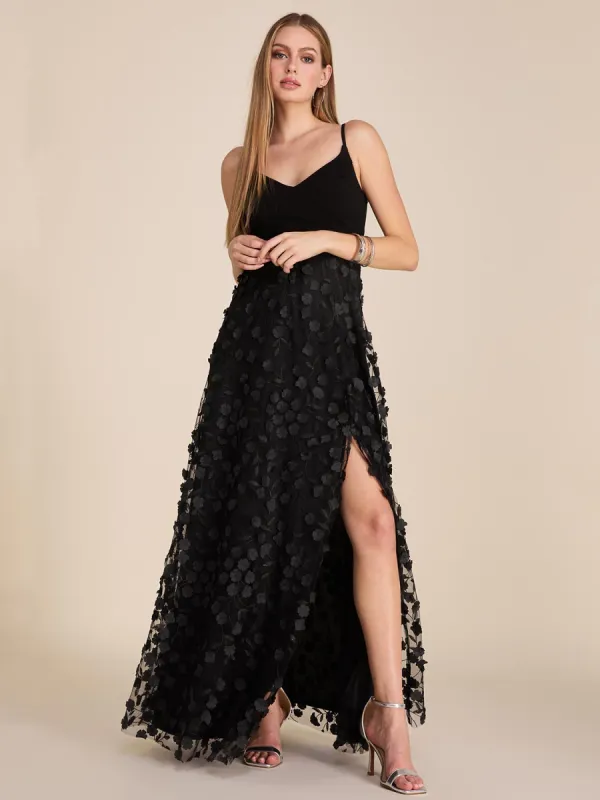 V-Neck Flower Applique Gown sold by Suzy Shier