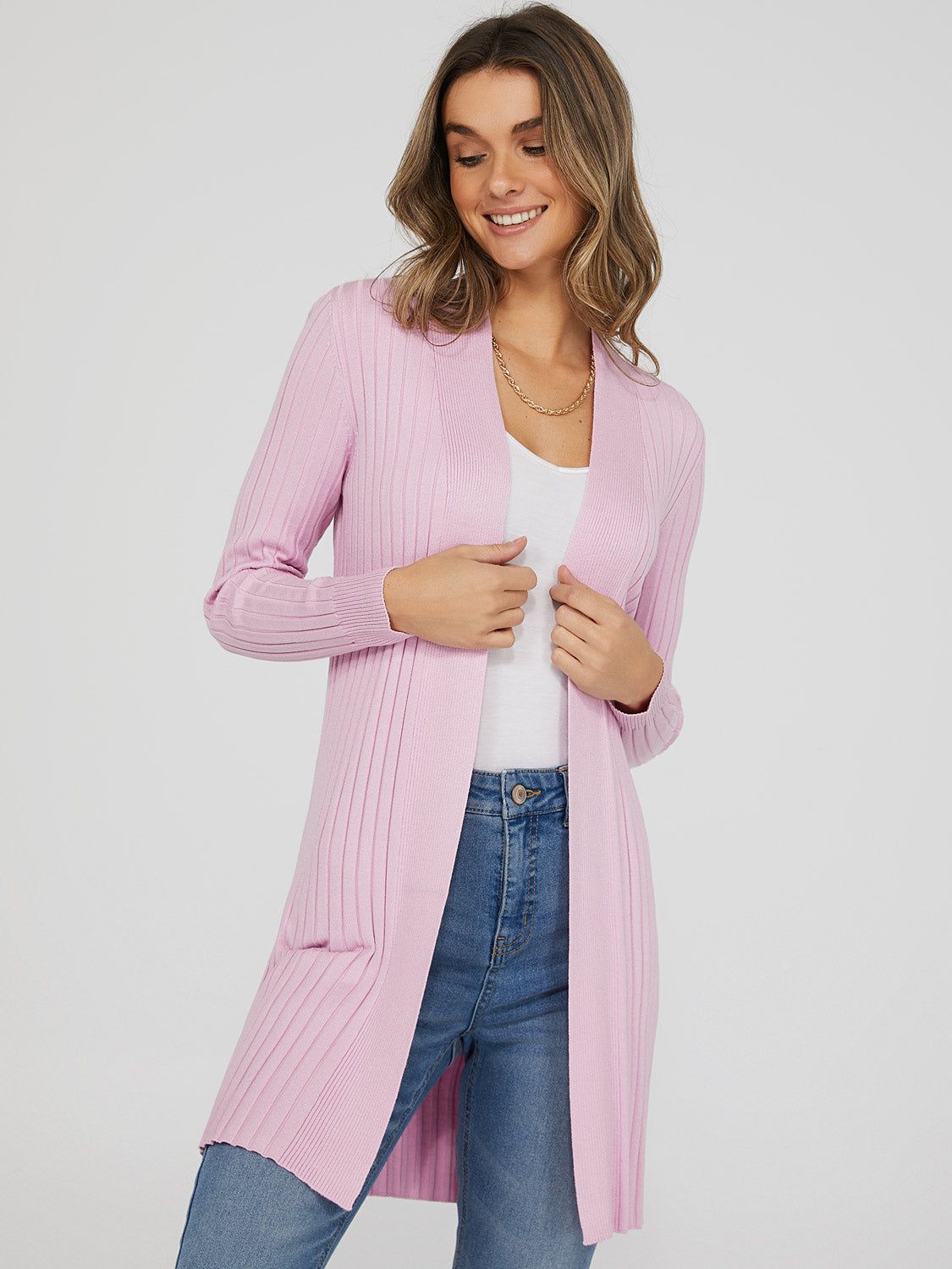 Ribbed Open Front Cardigan sold by Suzy Shier