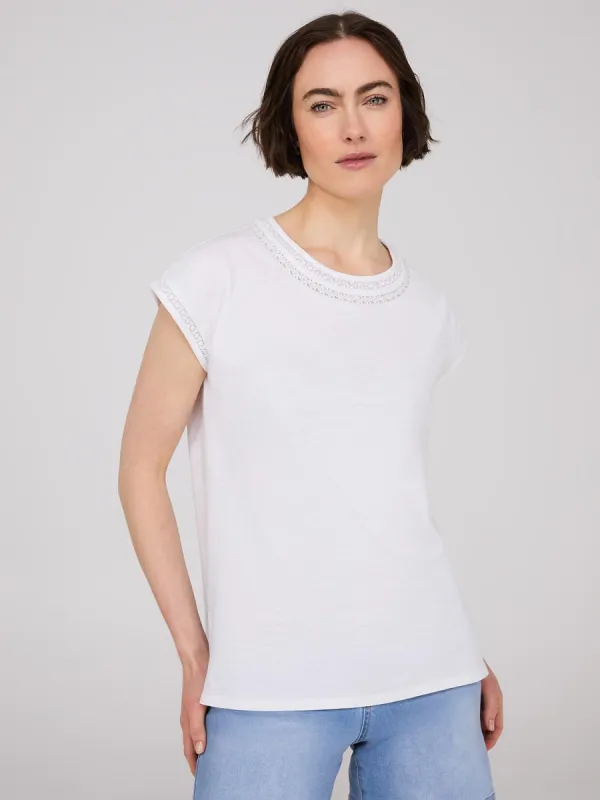 Dolman Sleeve Top With Crochet Details sold by Suzy Shier