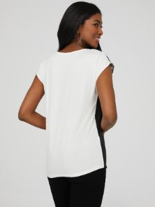 Printed Colour Block Dolman Sleeve Top sold by Suzy Shier