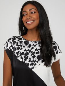 Printed Colour Block Dolman Sleeve Top sold by Suzy Shier