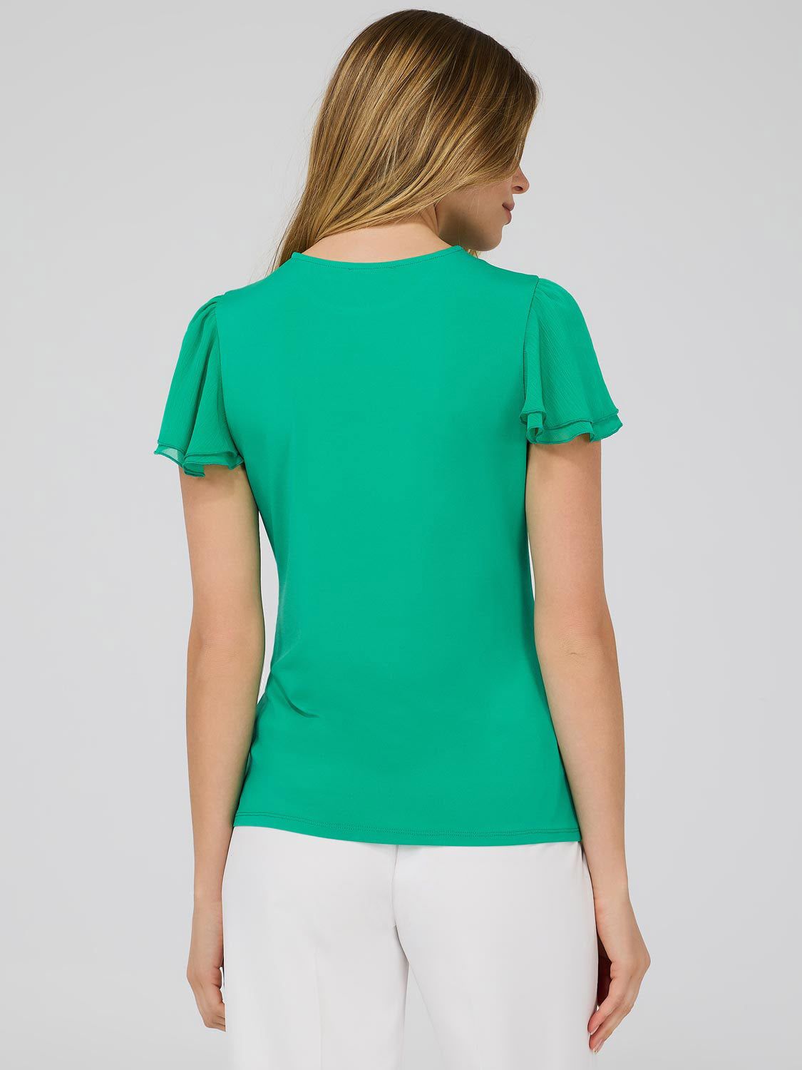 Double Flutter Sleeve Crew Neck Top sold by Suzy Shier product image thumbnail 8