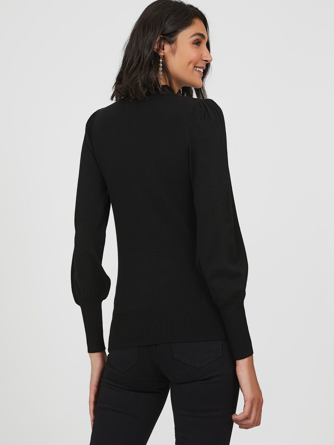 Puff Sleeve Lace Mock Neck Sweater sold by Suzy Shier product image thumbnail 8