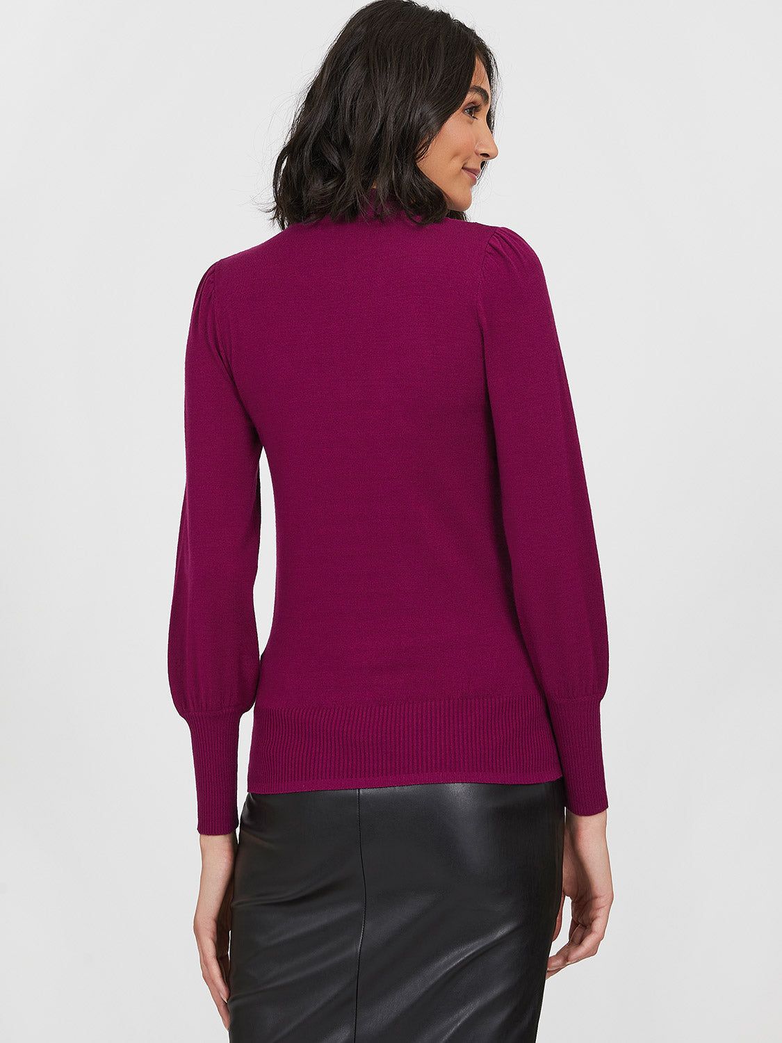 Puff Sleeve Lace Mock Neck Sweater sold by Suzy Shier product image thumbnail 4