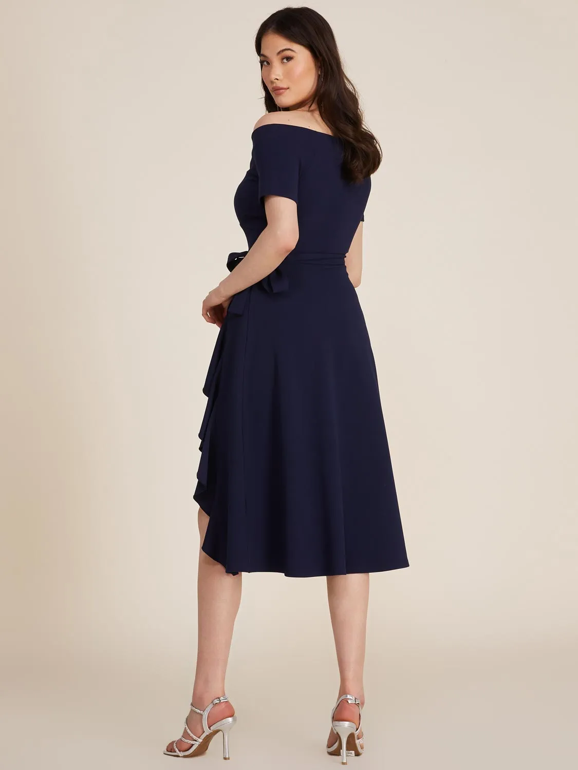 Off-The-Shoulder Wrap Fit & Flare Midi Dress sold by Suzy Shier product image thumbnail 4