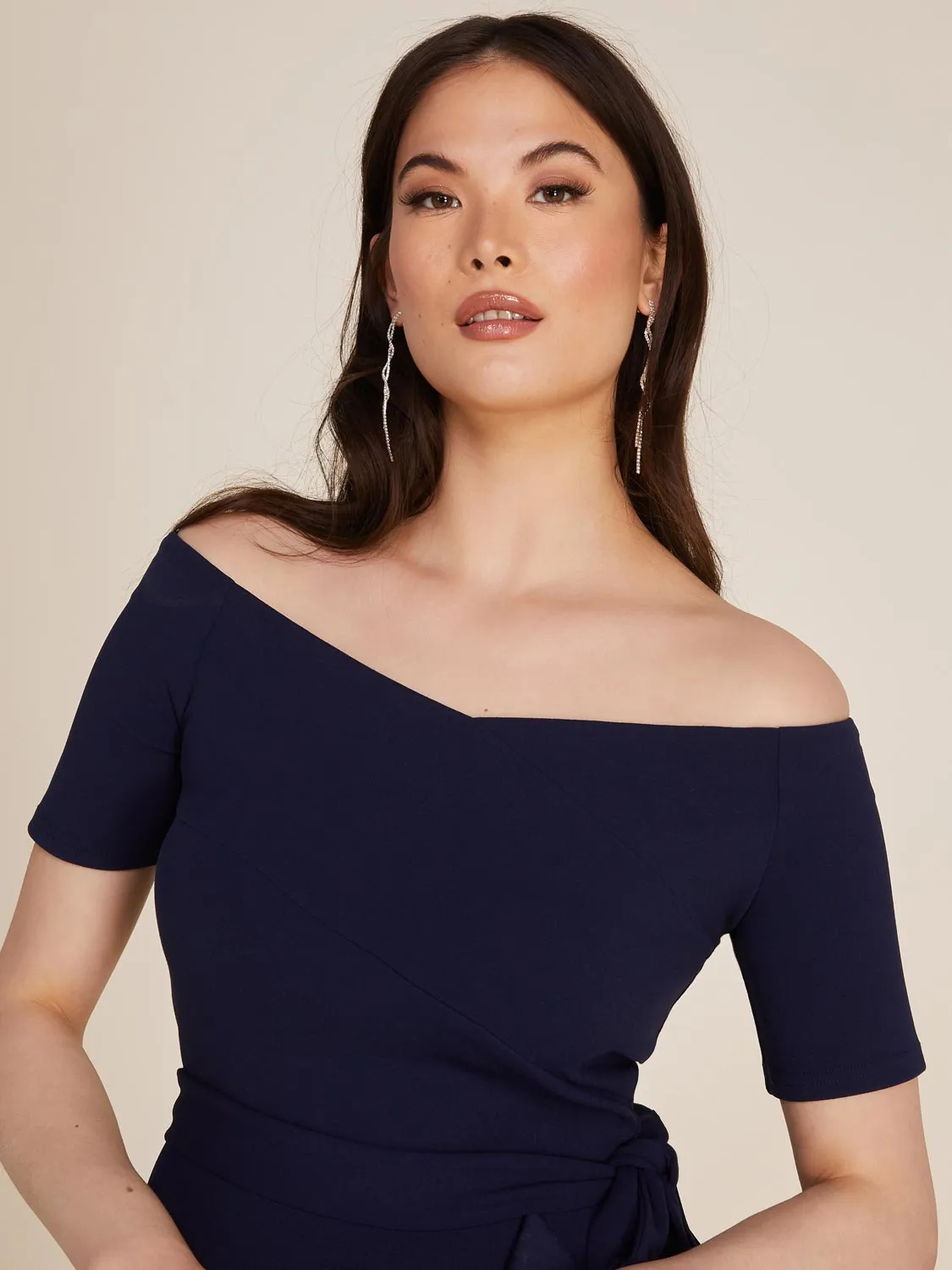 Off-The-Shoulder Wrap Fit & Flare Midi Dress sold by Suzy Shier product image thumbnail 3