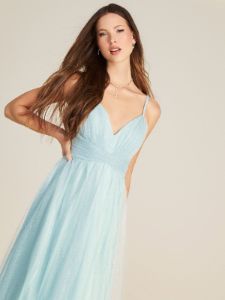 Plunging V-Neck Sparkle Mesh Gown sold by Suzy Shier