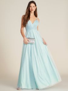 Plunging V-Neck Sparkle Mesh Gown sold by Suzy Shier
