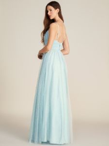 Plunging V-Neck Sparkle Mesh Gown sold by Suzy Shier