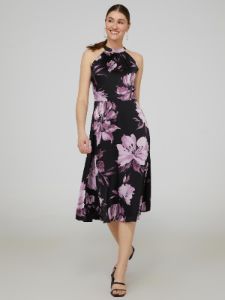 Floral Print Satin Halter Midi Dress sold by Suzy Shier