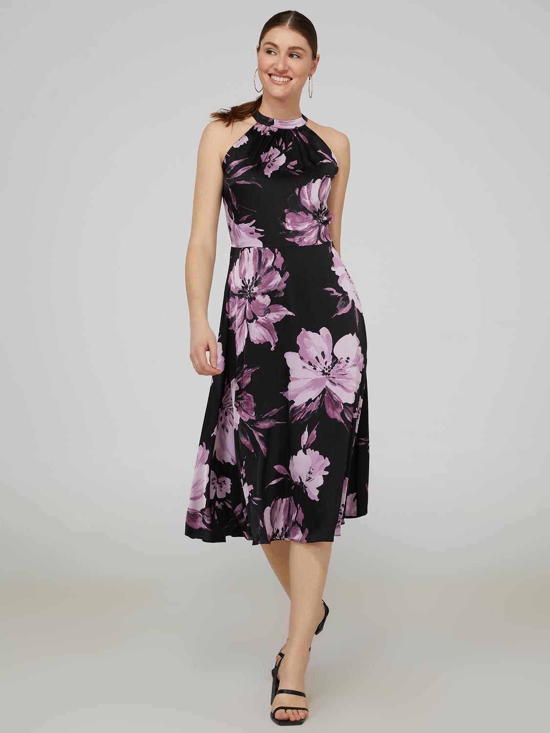 Floral Print Satin Halter Midi Dress sold by Suzy Shier product image thumbnail 2