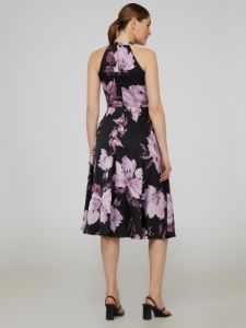 Floral Print Satin Halter Midi Dress sold by Suzy Shier