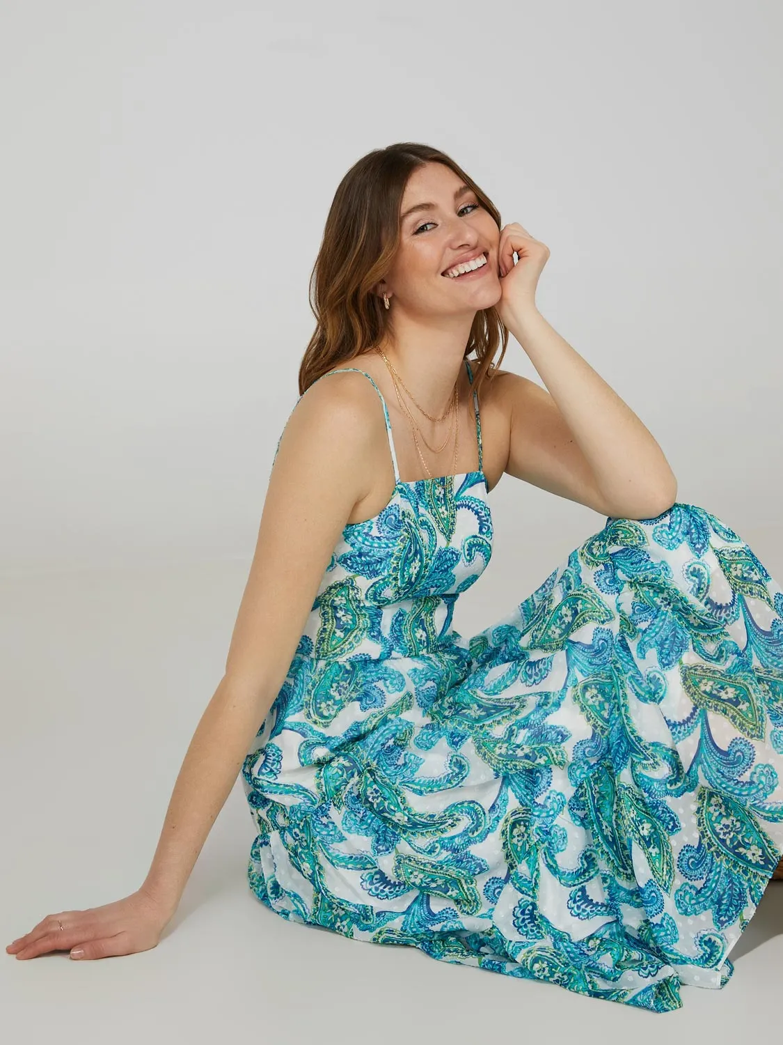 Printed 3-Tier Midi Dress sold by Suzy Shier