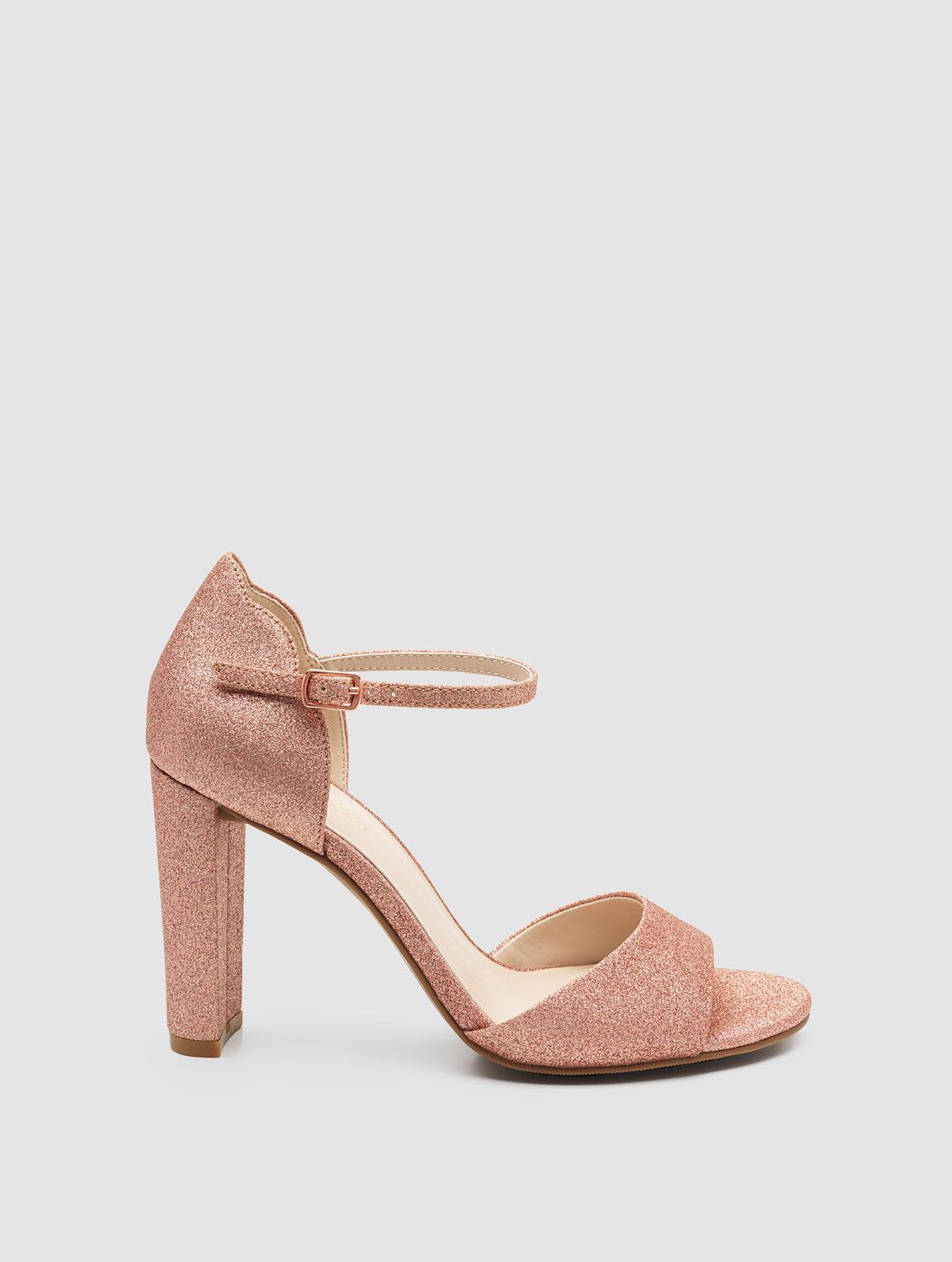 Round Toe Glitter Block Heel Sandal sold by Suzy Shier product image thumbnail 5