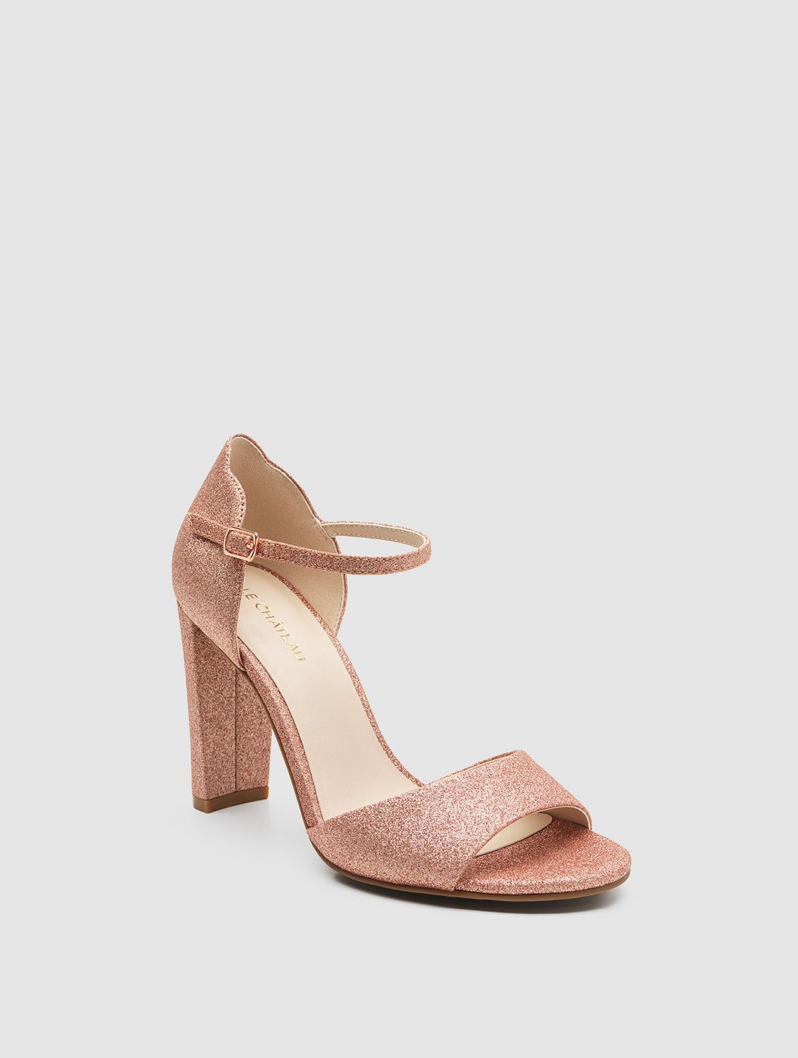 Round Toe Glitter Block Heel Sandal sold by Suzy Shier product image thumbnail 6