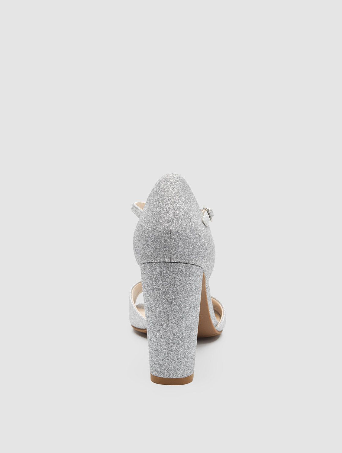 Round Toe Glitter Block Heel Sandal sold by Suzy Shier product image thumbnail 4