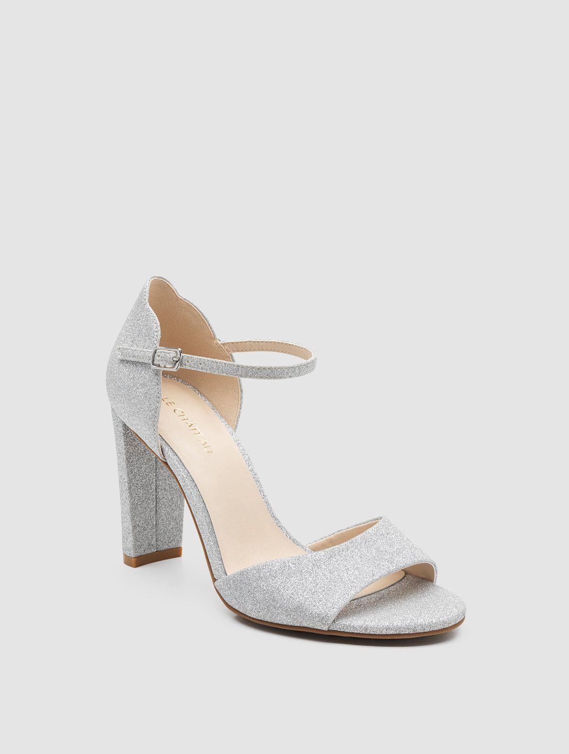 Round Toe Glitter Block Heel Sandal sold by Suzy Shier product image thumbnail 2