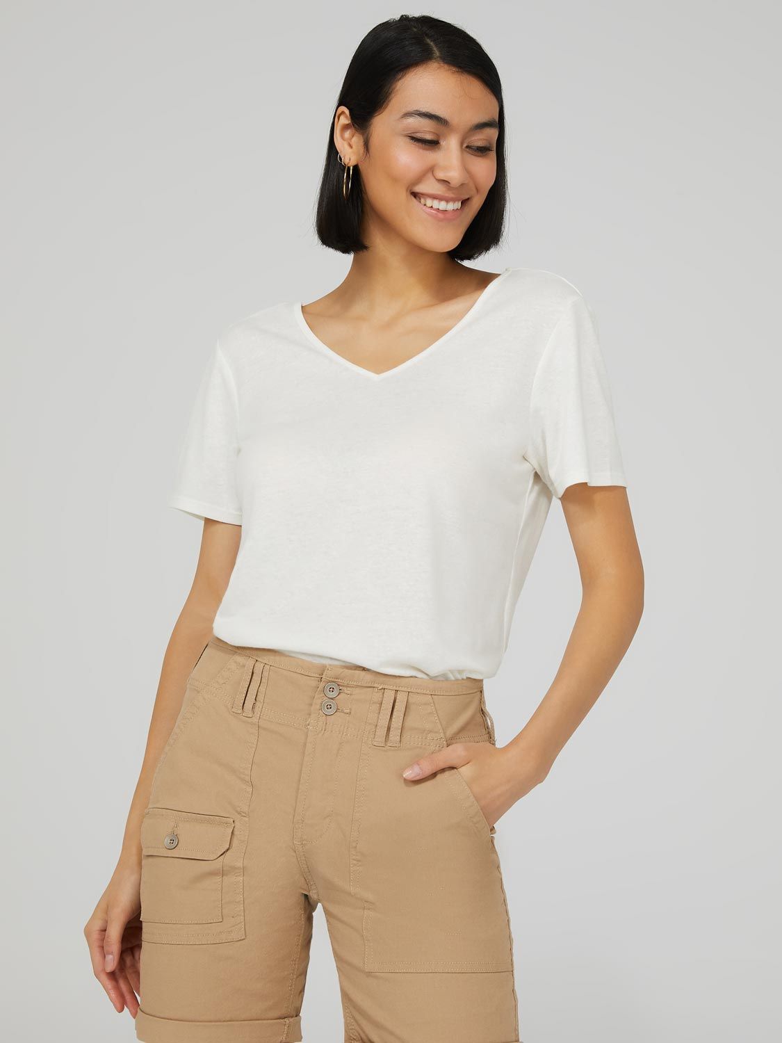 V-Neck Top With Lace Trim Back sold by Suzy Shier