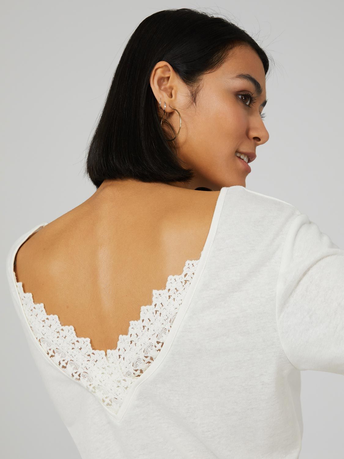 V-Neck Top With Lace Trim Back sold by Suzy Shier product image thumbnail 2