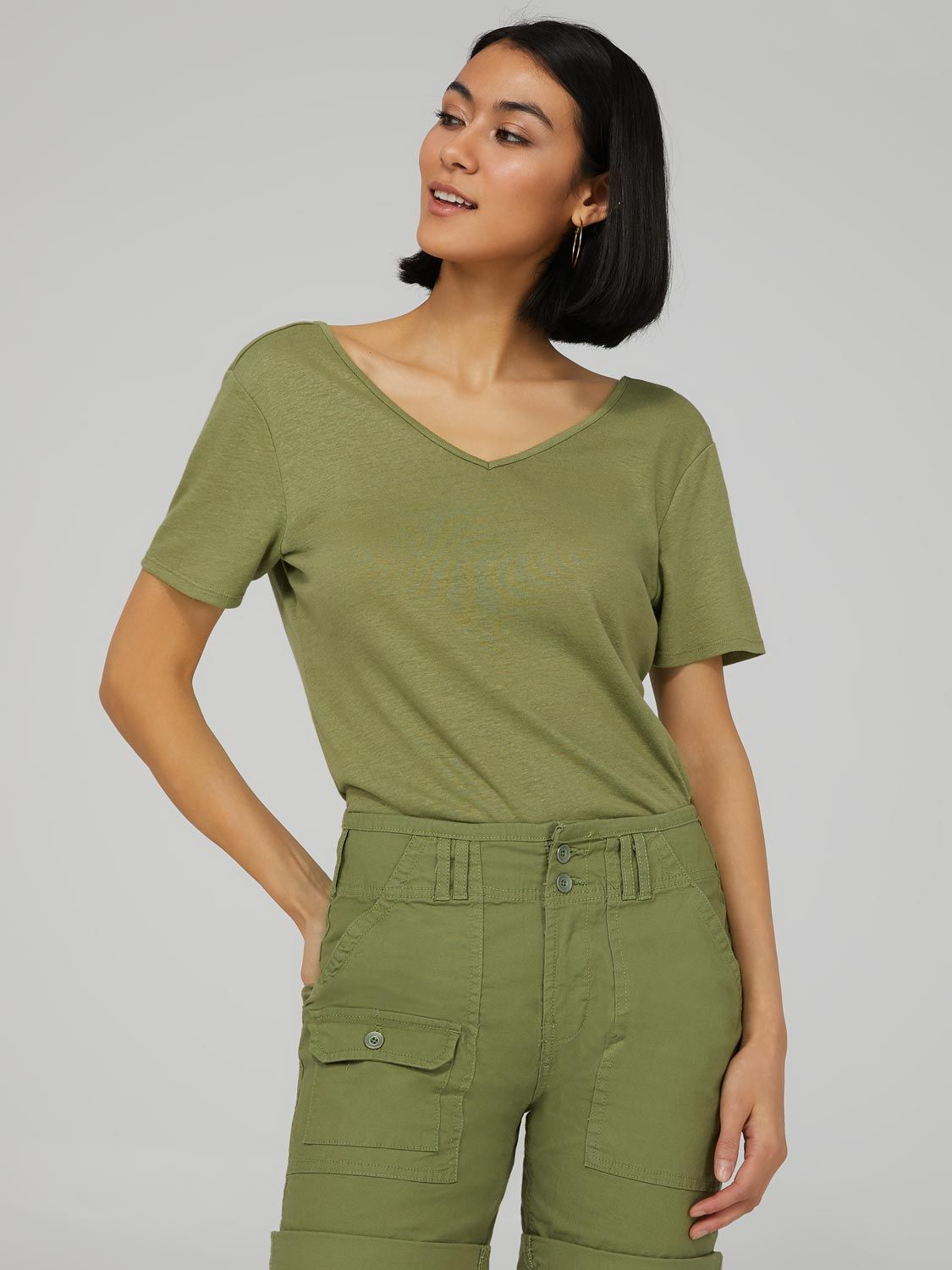 V-Neck Top With Lace Trim Back sold by Suzy Shier product image thumbnail 5