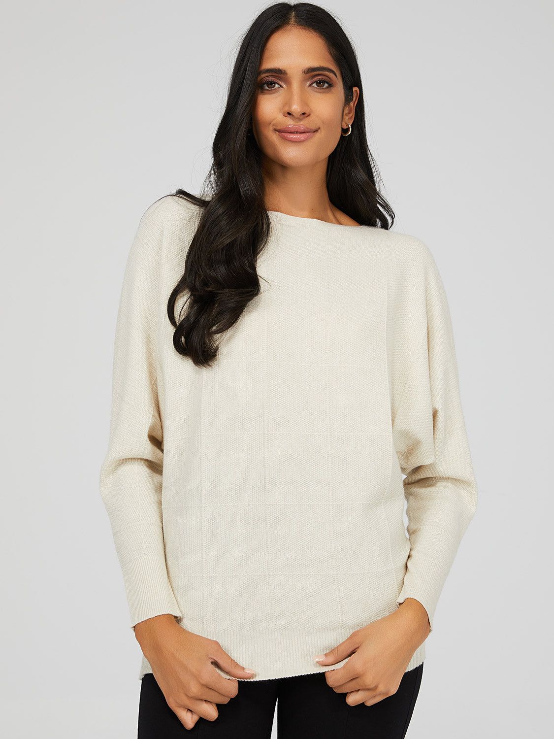 Textured Sweater With Grid Details sold by Suzy Shier product image thumbnail 3