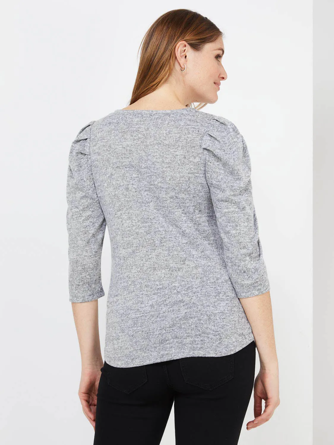 3/4 Puff Sleeve Rhinestone V-Neck Top sold by Suzy Shier product image thumbnail 5