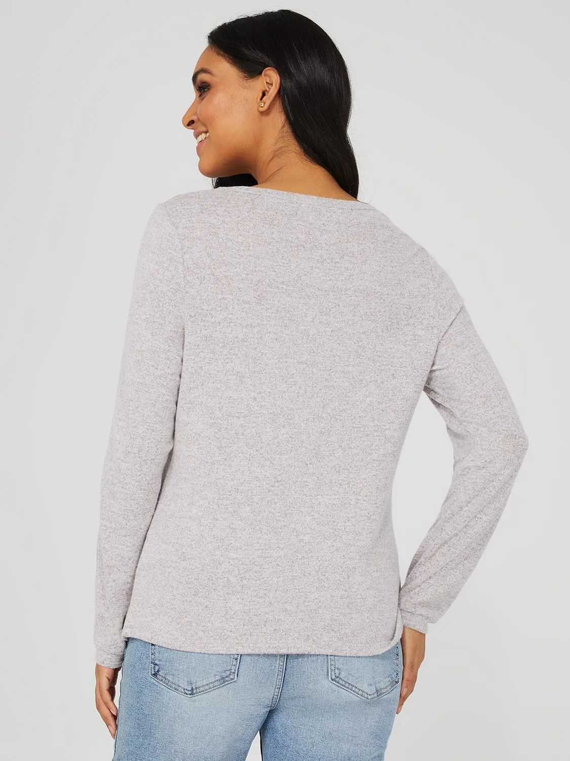 Brushed Sweater With Pearl Sleeve Detail sold by Suzy Shier product image thumbnail 5