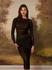 Long Sleeve Boat Neck Mesh Midi Dress sold by Suzy Shier