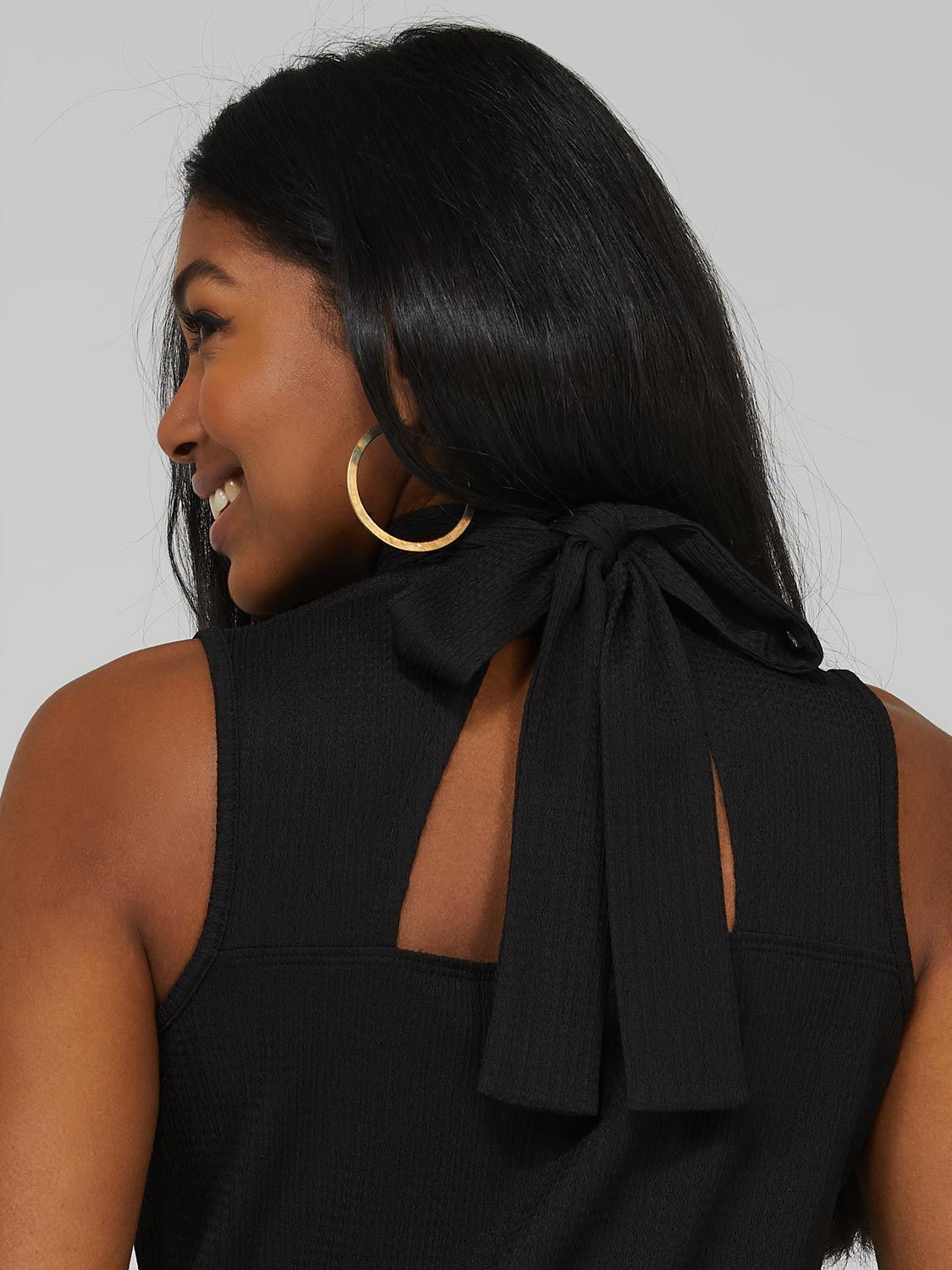 Sleeveless Mock Neck Top With Back Cut-Out sold by Suzy Shier product image thumbnail 11