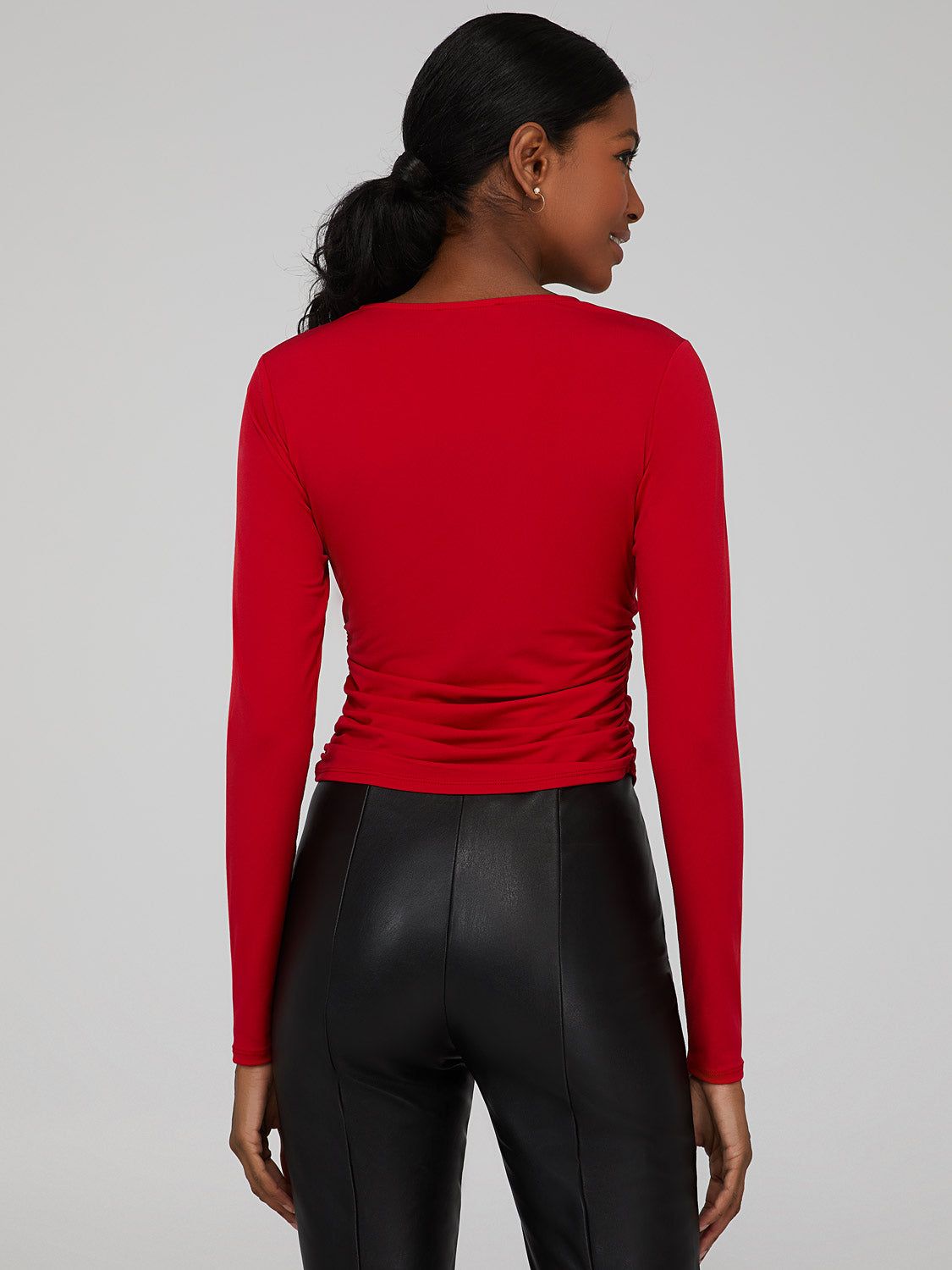 Asymmetrical Ruched Neck Blouse sold by Suzy Shier product image thumbnail 4