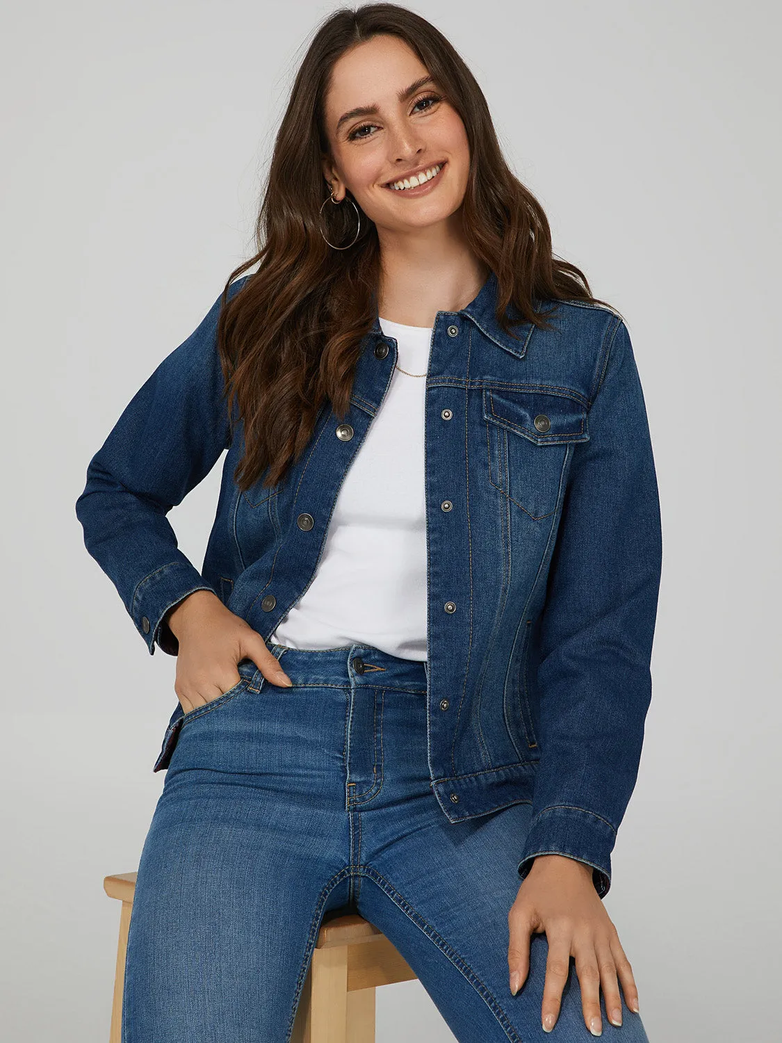 Reversible Plaid Denim Jacket sold by Suzy Shier