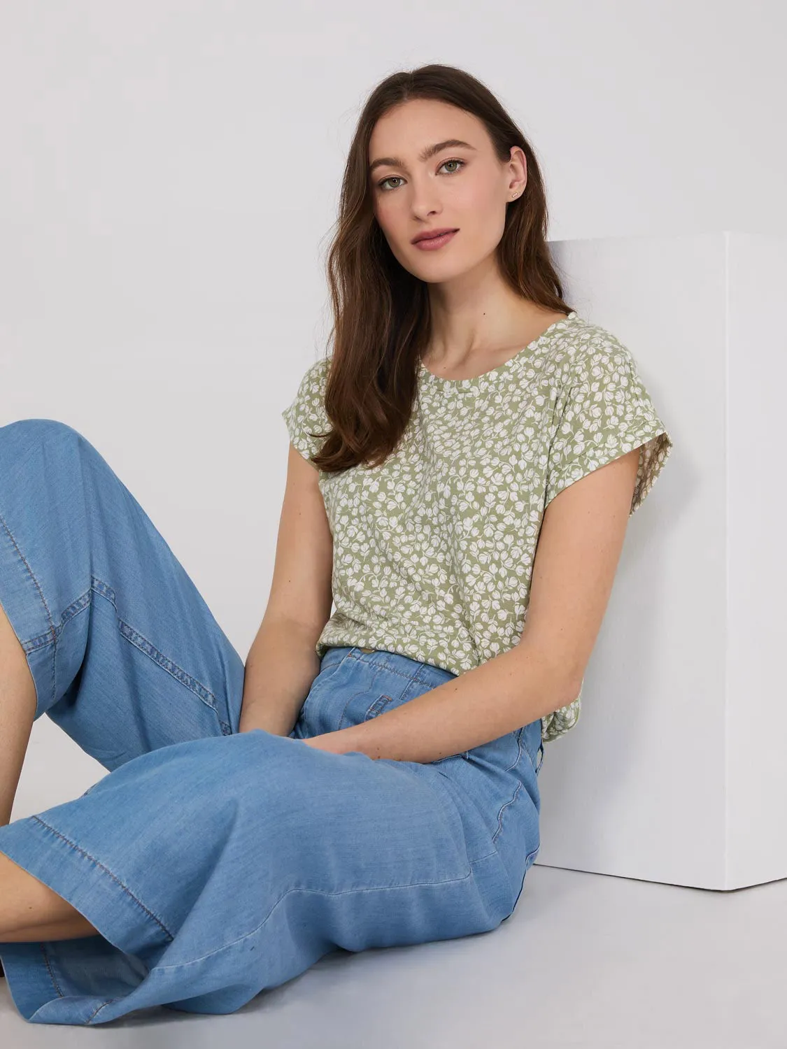 Floral Print Cuffed Dolman Sleeve Top sold by Suzy Shier