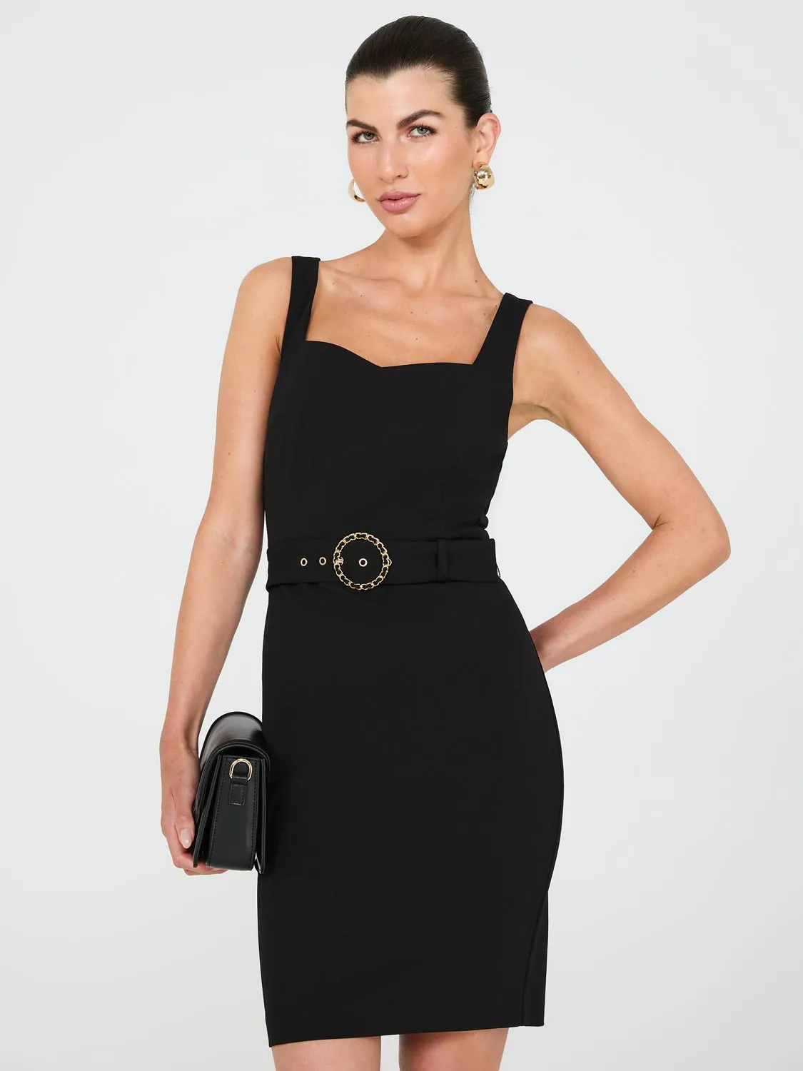 Sweetheart Neckline Belted Sheath Dress sold by Suzy Shier