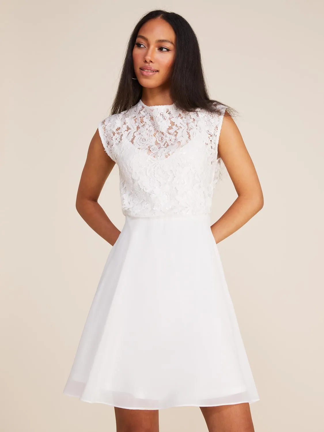 Lace & Sequin Mini Cocktail Dress sold by Suzy Shier product image thumbnail 3