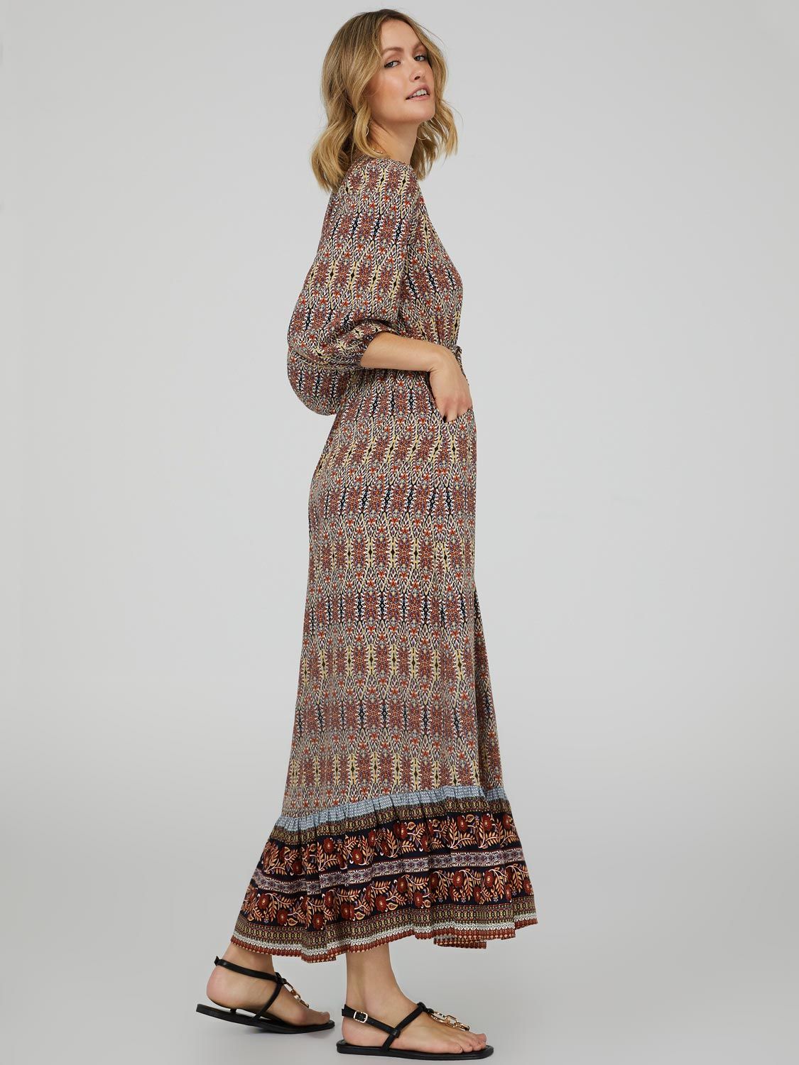 Border Print Long Sleeve Maxi Dress sold by Suzy Shier product image thumbnail 5