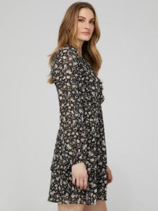 Printed Chiffon 2-Tier Mini Dress With Ruffle Button-Front sold by Suzy Shier
