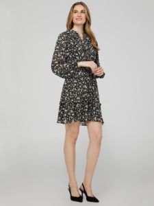 Printed Chiffon 2-Tier Mini Dress With Ruffle Button-Front sold by Suzy Shier