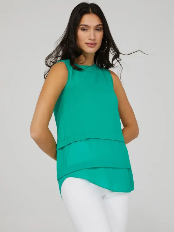Sleeveless Layered Round Neck Top sold by Suzy Shier