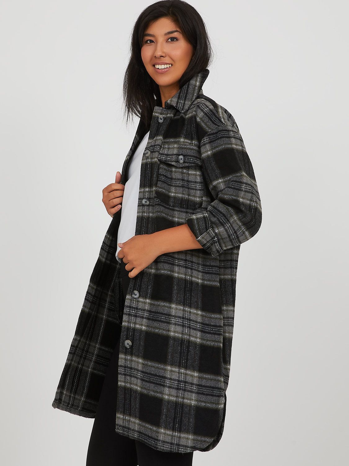 Long Plaid Shacket sold by Suzy Shier product image thumbnail 3