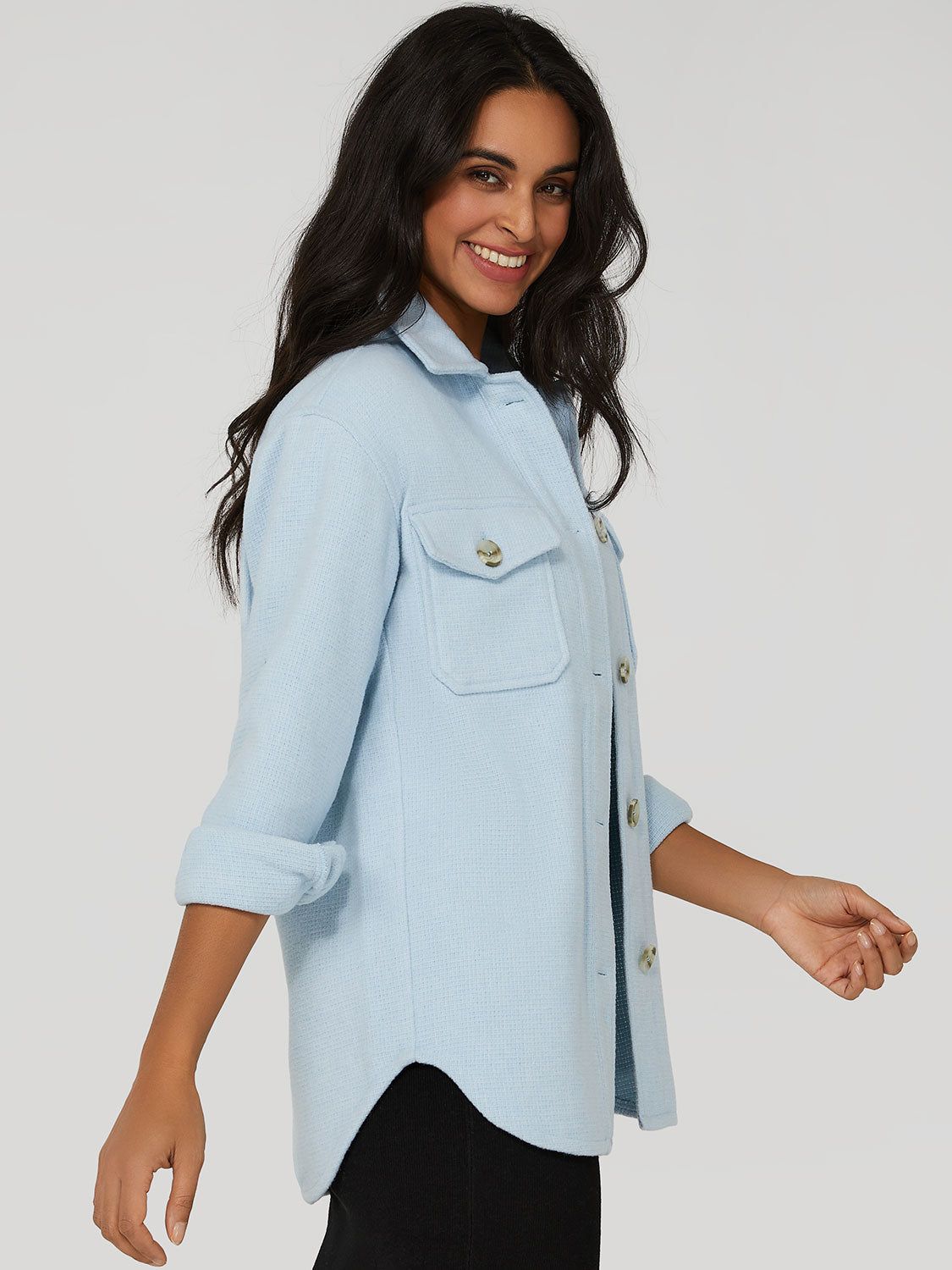 Textured Button-Down Shacket sold by Suzy Shier product image thumbnail 3