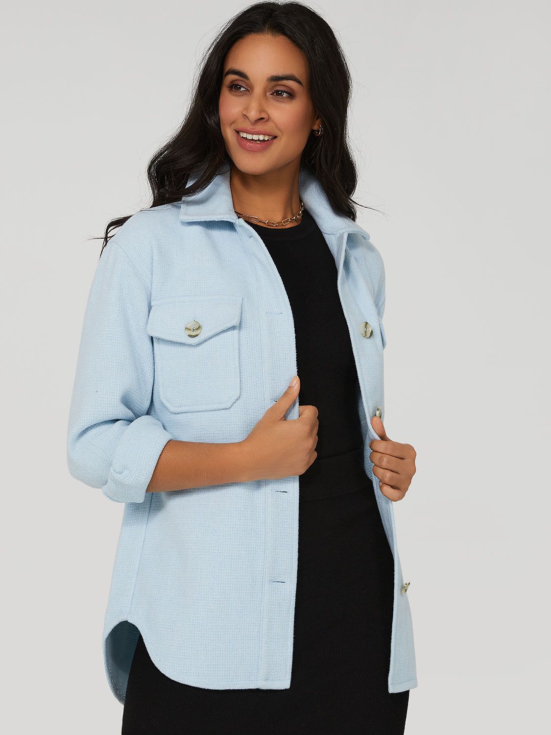 Textured Button-Down Shacket sold by Suzy Shier product image thumbnail 2